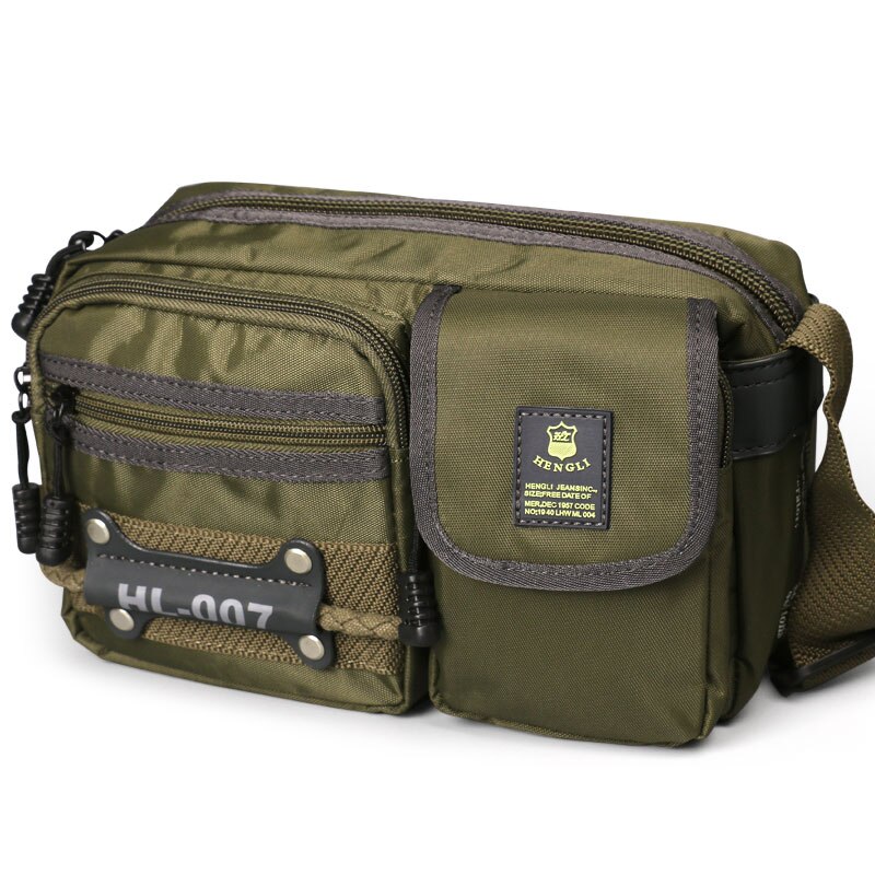 Ruil multifunctionele heren messenger bags slijtvaste oxford stoffen casual reis schoudertassen: Legergroen