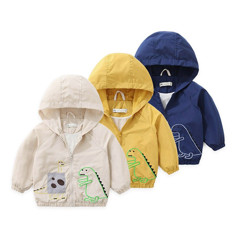 Kids Jas Hooded Kinderen Kleding Katoen Dinosaurus Korte Windjack Jongens Meisjes Jassen Lente Bovenkleding Geul Pak 2-8 Jaar