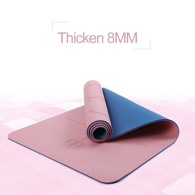 TPE Yoga Double Layer Non-Slip Mat Yoga Exercise Pad with Position Line For Fitness Gymnastics and Pilates