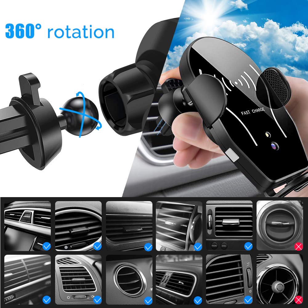 Auto-Clamping 10W Qi Fast Wireless Car Charger for Blackview BV9900 BV9800 BV9700 BV9600 BV5800 BV9600 Plus BV6800 Pro Holder