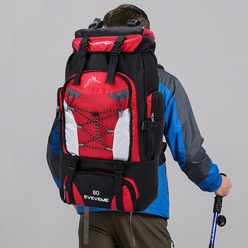 Unisex stor vattentät resa ryggsäck vandring camping ryggsäck vandring bagage väska sport resor 80l