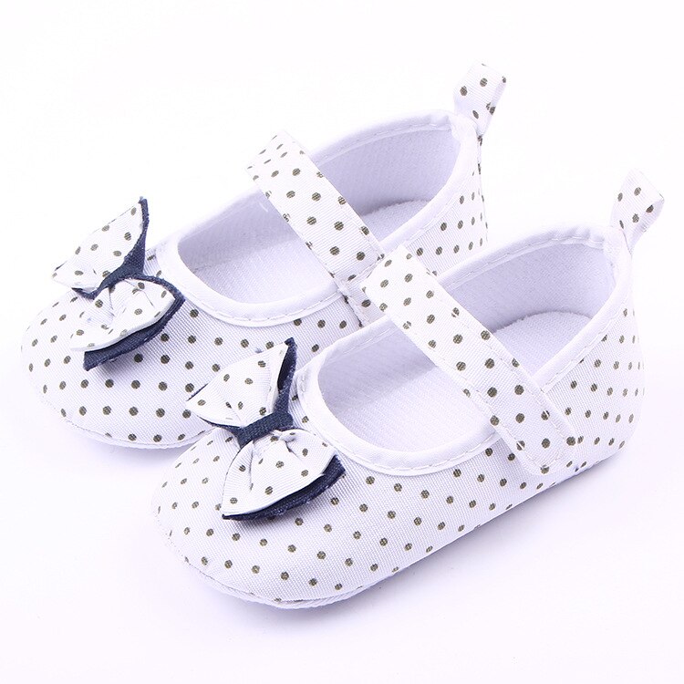 Eerste loopschoenen baby dot wandelen zachte zool meisjes prewalker 0-12m zool katoenen prinsessenschoenen gegarandeerd zachte schoenen: Wit / 13-18 maanden