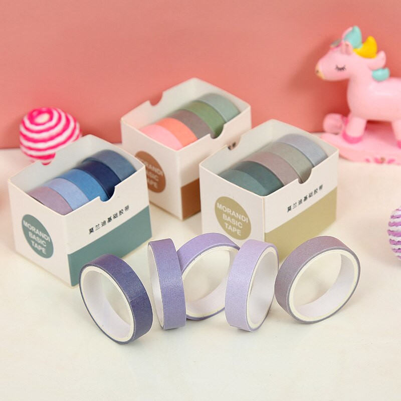 5 unids/set cinta adhesiva decorativa lindo color conjunto de cintas Washi Scrapbooking cinta de enmascarar japonés papelería