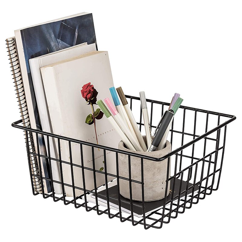 Gefrierschrank Kühlschrank Draht Lagerung Körbe, 4 Pack Metall Körbe Lebensmittel Lagerung Organizer Behälter mit Gebaut-in Griffe