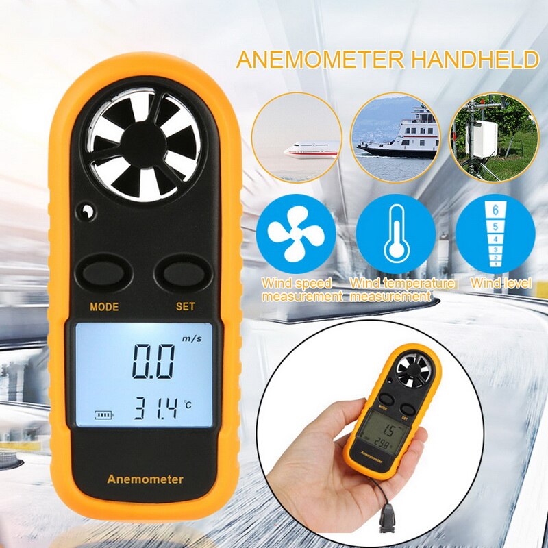 Handheld Lcd Mini Digitale Anemometer Windsnelheid Wind Gauge Meter 0 - 30 M/s Sensor Tester Met Display