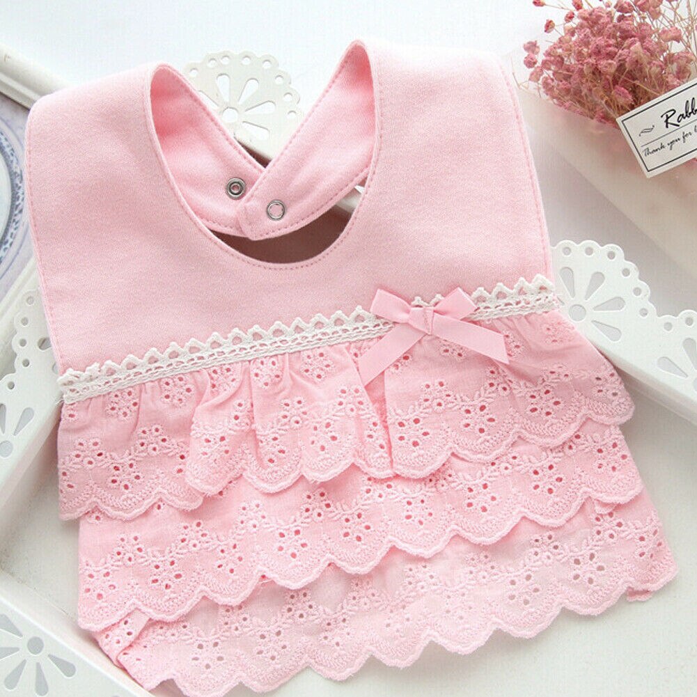 Baby Zubehör Spucktücher Baby Mädchen Bib Prinzessin Spitze Rüschen Baumwolle Bandana Lätzchen Fütterung Speichel Handtuch 100% Baumwolle: Rosa