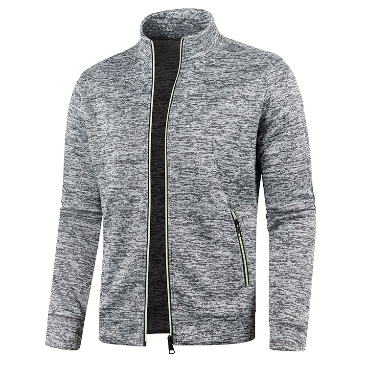 Herbst Winter Herren Reißverschluss Strick Lange Ärmel Dünne Kaschmir oben zur Seite fahren Mantel: XL / Grau
