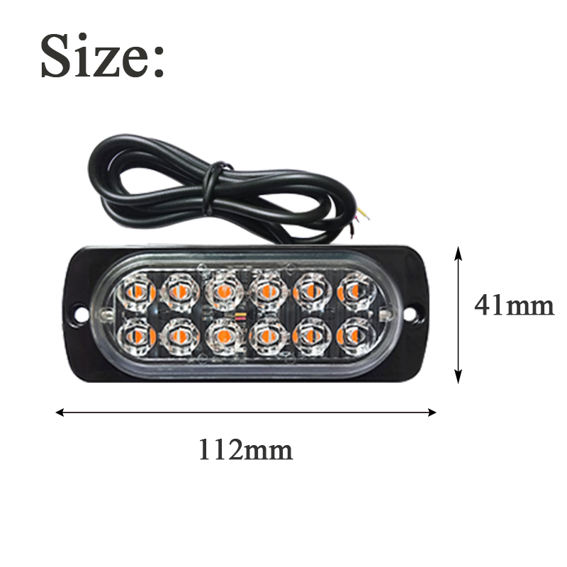4PCS Yellow 12 LED 36W Light Bar Car Truck Hazard Beacon Warning Lamp Grill Breakdown DC12V Led Amber Lamp Accessories