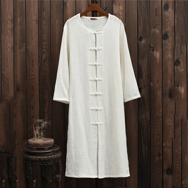 Chaqueta estilo Oriental chino para mujer, cárdigan, vestido bohemio suelto de manga larga, Kimono de lino, Vintage, Ropa de Tai Chi, Teaism, otoño