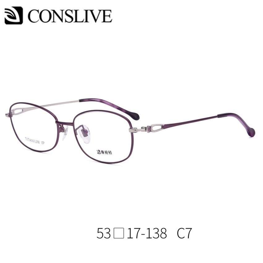 Pure titanium brillestel kvinder rød pink nærsynethed multifokale briller kvinder titanium optiske brillestel  f66021: C7