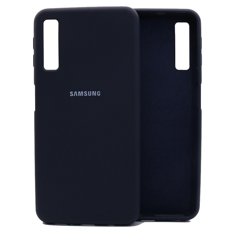 Original Samsung A7 A750 Liquid Silicone Soft Protection Back Case Soft TPU Cover For Galaxy A 7 A750F SM-A750F: Dark blue