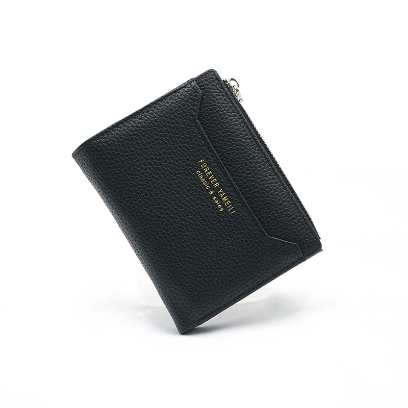 Women's Wallet Ins Women's Small Wallet Women's High-End Short Wallet Cross-Border Multi-Functional Coin Purse: black