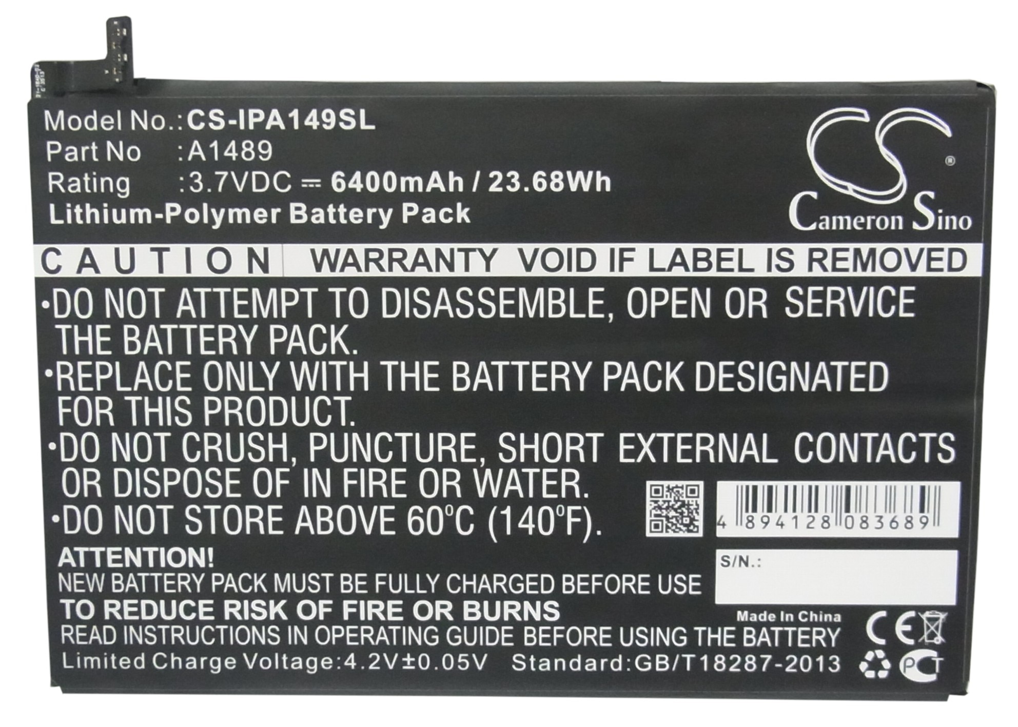 Cameron Sino 6400mAh Battery A1489, A1512 for Apple A1489, A1490, A1599, A1600, A1601, i-Pad Mini 2, i-Pad Mini 3