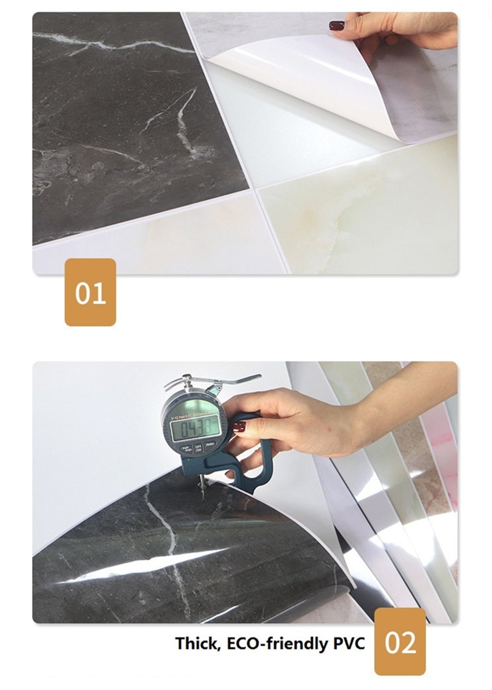 30x60cm Black Marble Wall Stickers Self-Adhesive DIY Waterproof Wallpaper For Bathroom Kitchen Decoration Wall Decal Home Decor