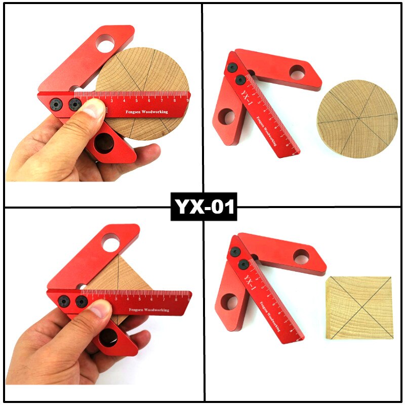 Houtbewerking Centrum Kraspen 45/90 Graden Hoek Lijn Gauge Plein Center Scribe Carpenter Ruler Centrum Finder Meetinstrument