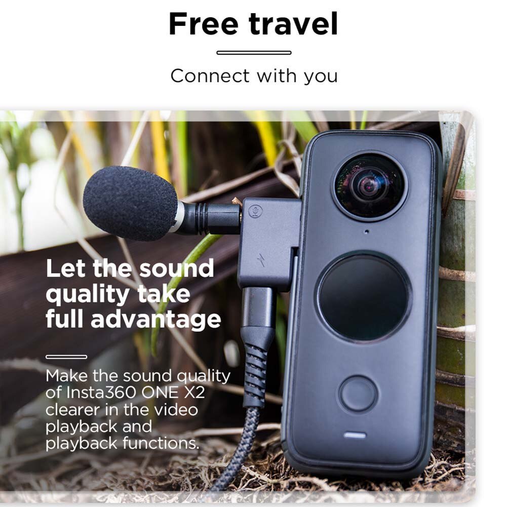 Microphone Adapter External Converter Lightweight Audio Type-C Charging Portable Music Elements for Insta360 ONE X2