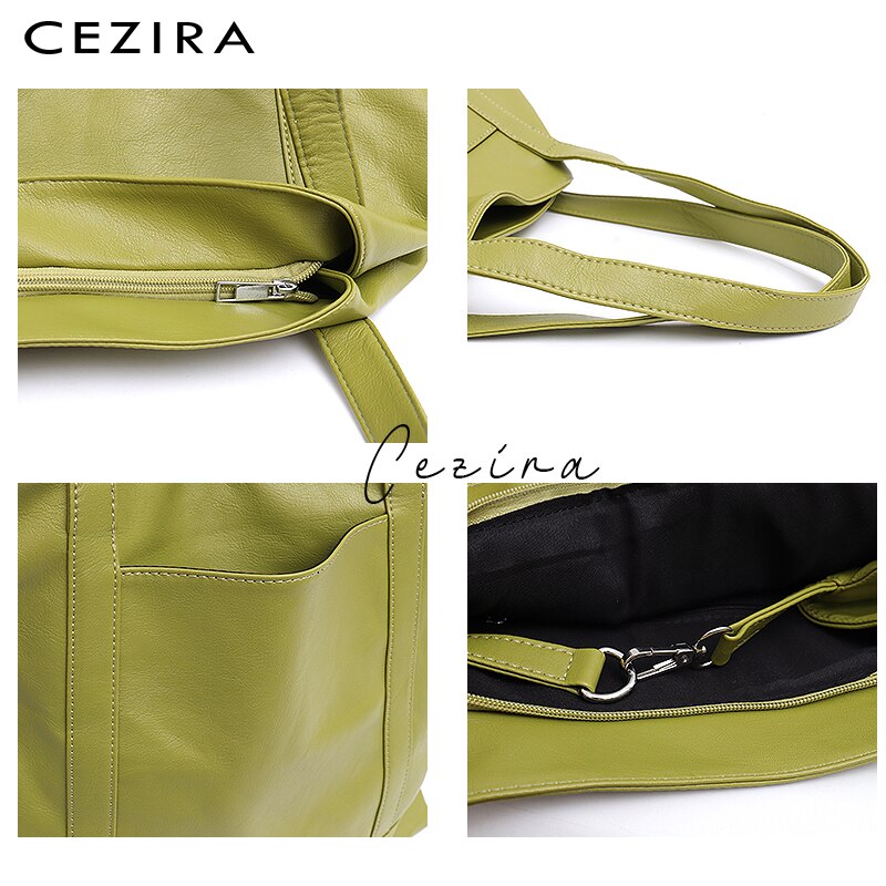 CEZIRA grand sac fourre-tout pour femmes Vegan en cuir sacs à bandoulière dames décontracté en cuir PU sacs à main femme sacs à provisions quotidiens