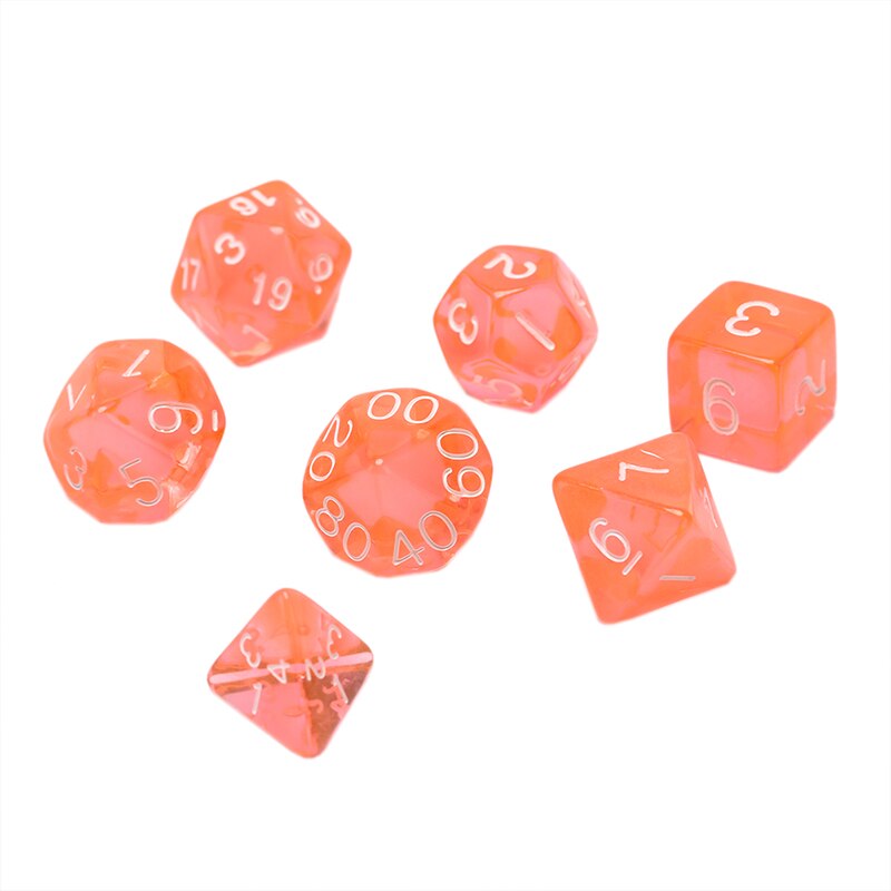 7 stk/sett digitalt terningspill polyhedral flersidig akrylterning fargerikt tilbehør til brettspill: 4