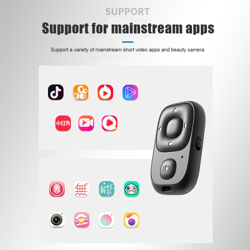 Rechargeable Wireless Bluetooth-compatible Remote Controller Button Camera Stick Shutter Release for Phones E-book Page Turning