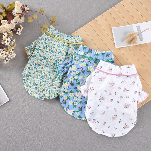 Pyjama pour animaux de compagnie en coton d'été pour petits chiens chats renard ours imprimé chien combinaison chiot chat vêtements Yorkshire vêtements manteaux