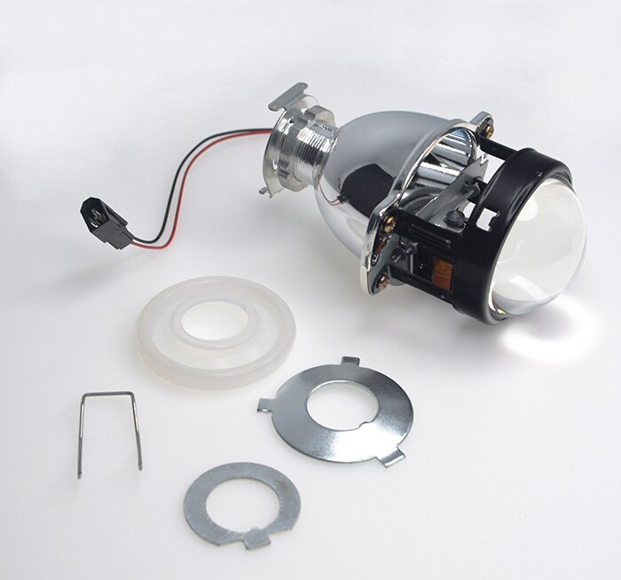 Bi xenon Universal de 1,8 pulgadas, lente de proyector HID, cubierta plateada negra, bombilla LED de xenón H1, faro delantero para motocicleta y coche H4 H7
