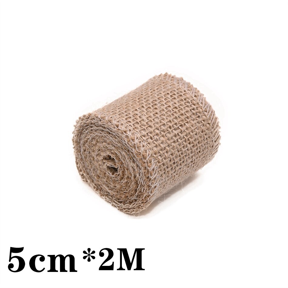 2M/Rolle Natürlichen Jahrgang Jute Leinwand Spitze Schleife Handwerk DIY NäHenne Jute Stoff wickeln Hochzeit Party Weihnachten hause Dekoration: B00 5cm 2Meter