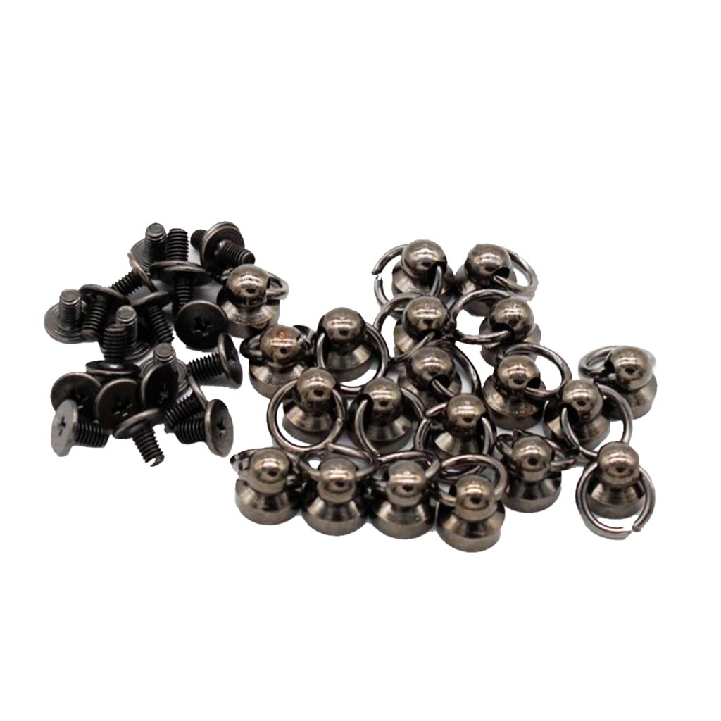 20pcs Brass Rivet Studs Screw Back Round Head O Ring Leather Craft Punk SpotS