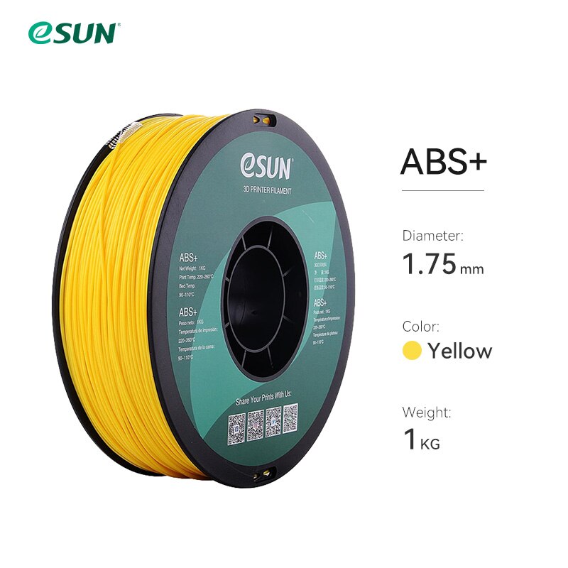 eSUN ABS+ Filament 1.75mm ABS Plus 3D Printer Filament Accuracy +/- 0.05mm 1KG 2.2 LBS Spool 3D Printing Material for 3D Printer