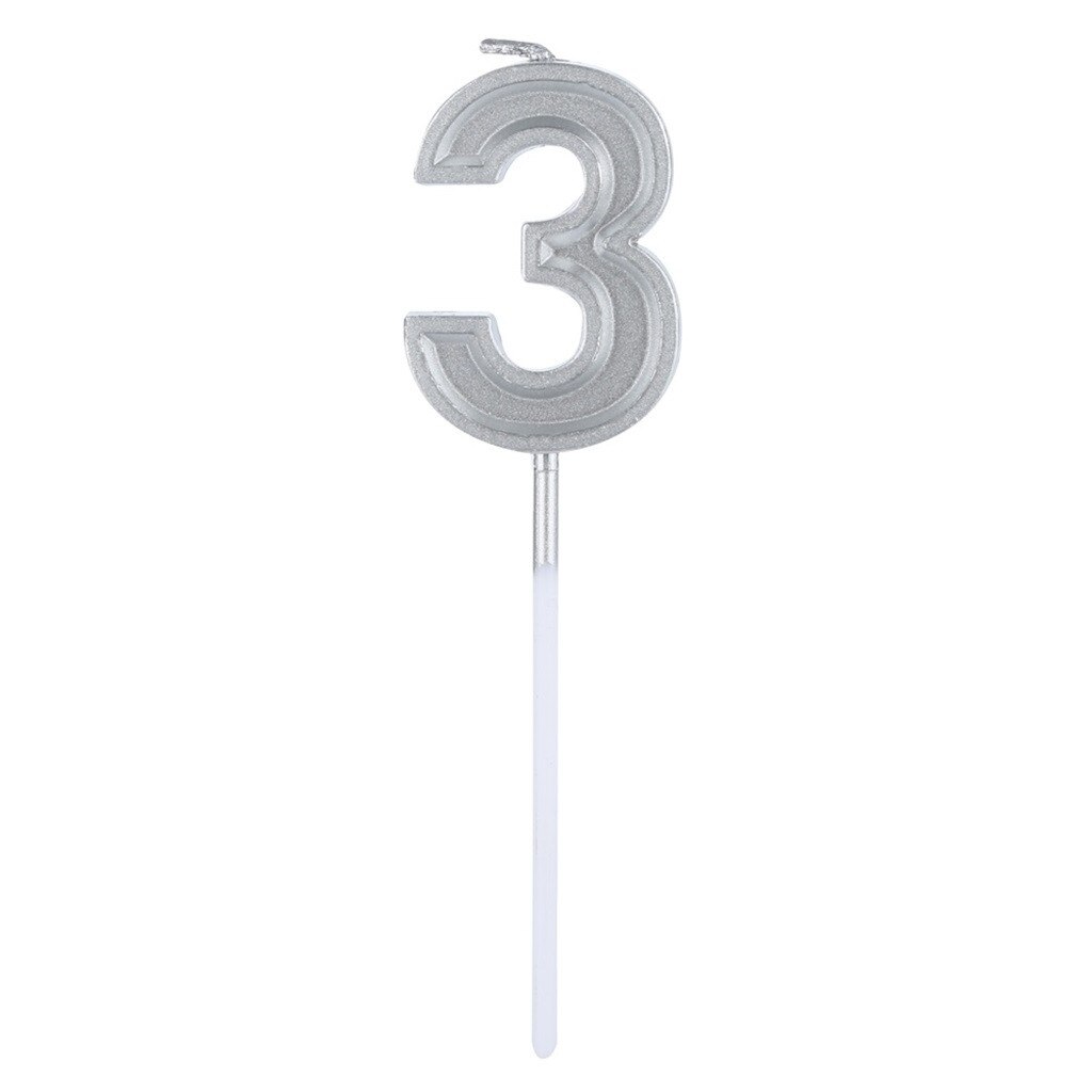 1PC Silver Number 0-9 Birthday Numeral Candles Light Home Wedding Birthday Party Decoration Led Candles birthday candle L300110: C