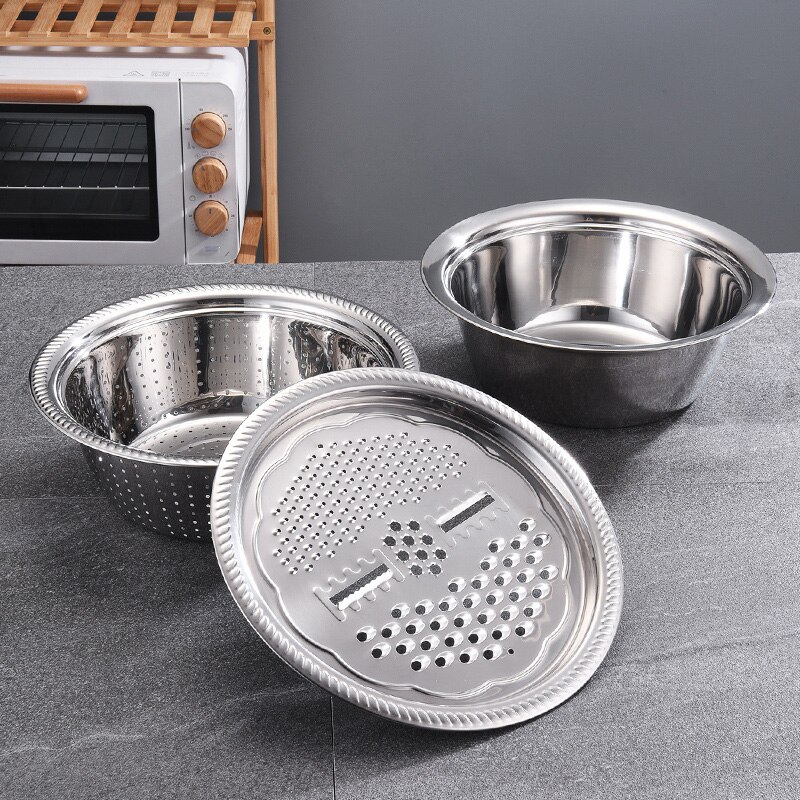 Rvs afvoermand groentesnijderset keuken multifunctionele julienne rasp maker kom -35