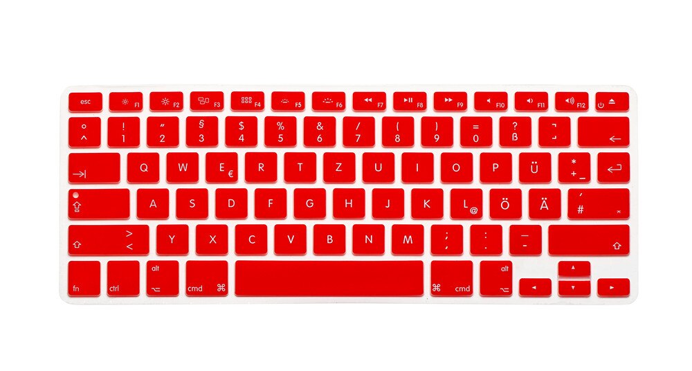 US Layout German Letters Deutsche Alphabet Keyboard Stickers for Macbook Pro 13" 15" 17"/ Macbook Air 13 Silicone keyboard Cover: Red