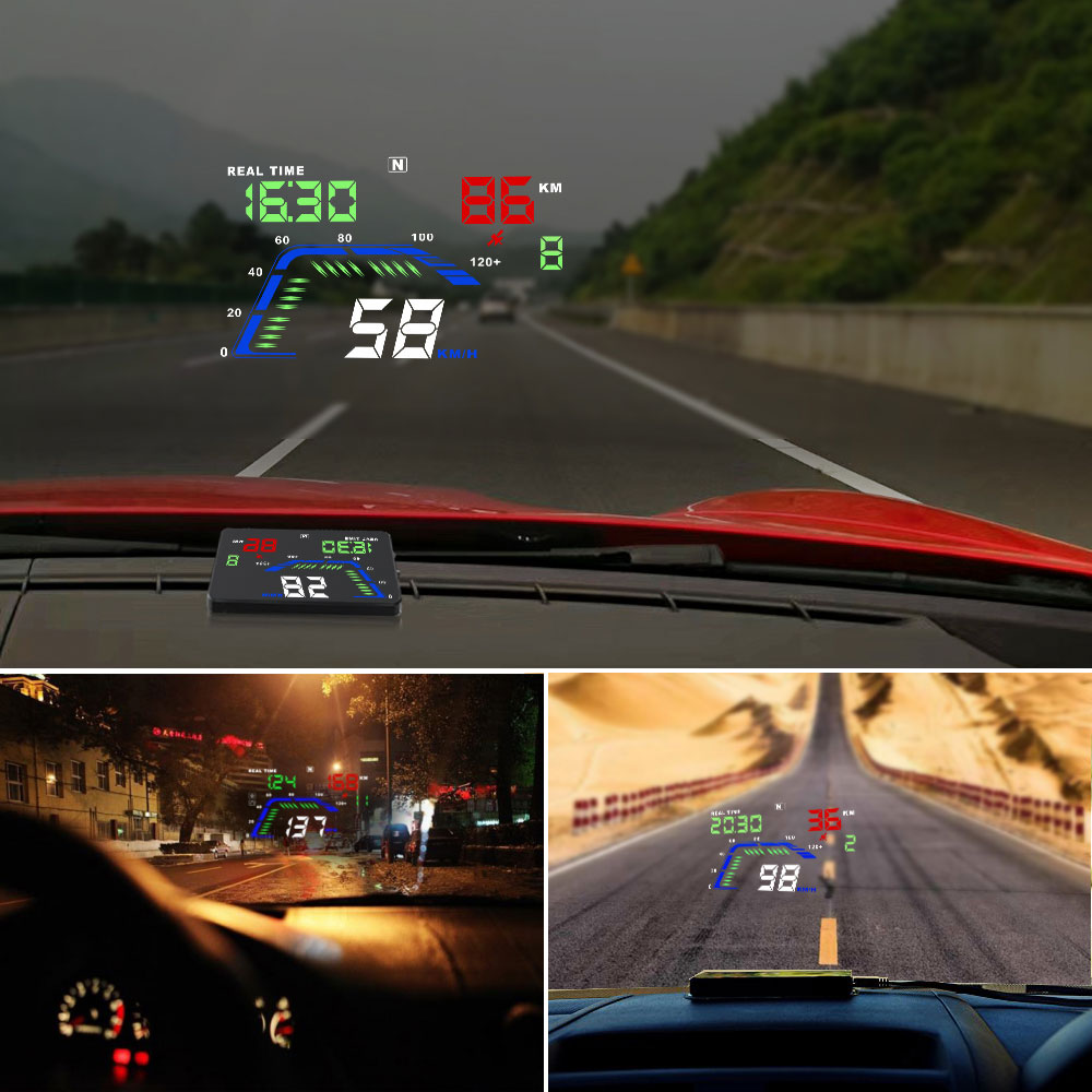 Car Head Up Display 5.5 Inch Multi Color Auto HUD GPS Display Car Speedometers Overspeed Warning Dashboard Windshield Projector