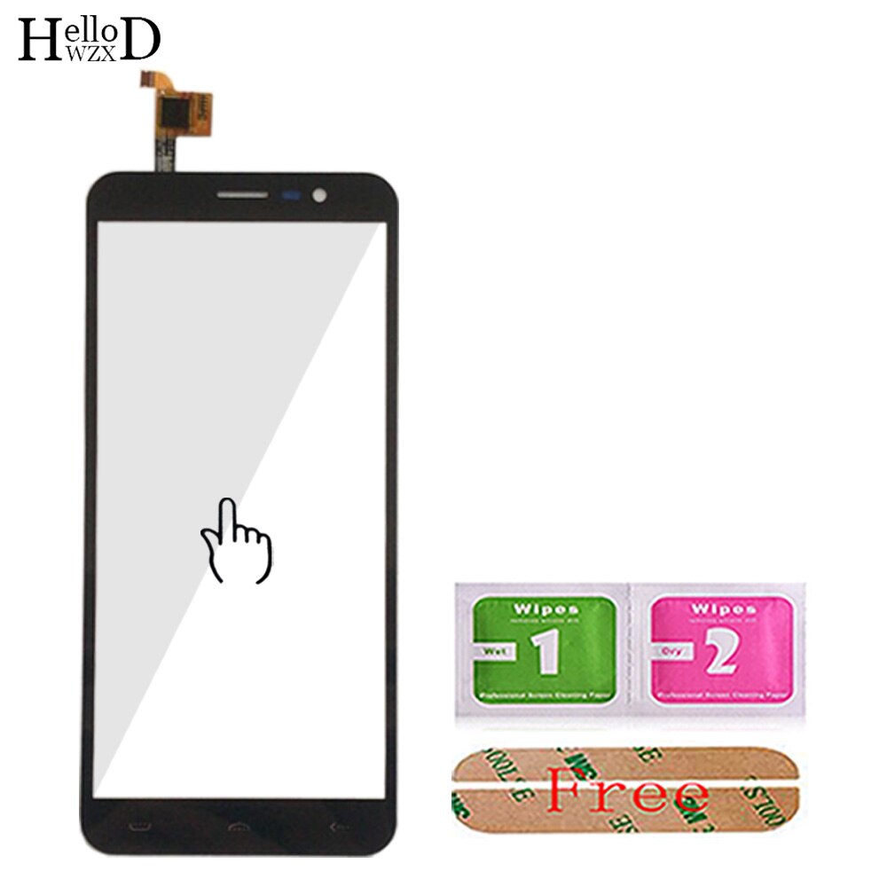 Mobile Touch Screen Panel For Homtom S7 S12 S16 S55 Digitizer Panel Front Glass Touch Screen TouchScreen Sensor 3M Glue Wipes