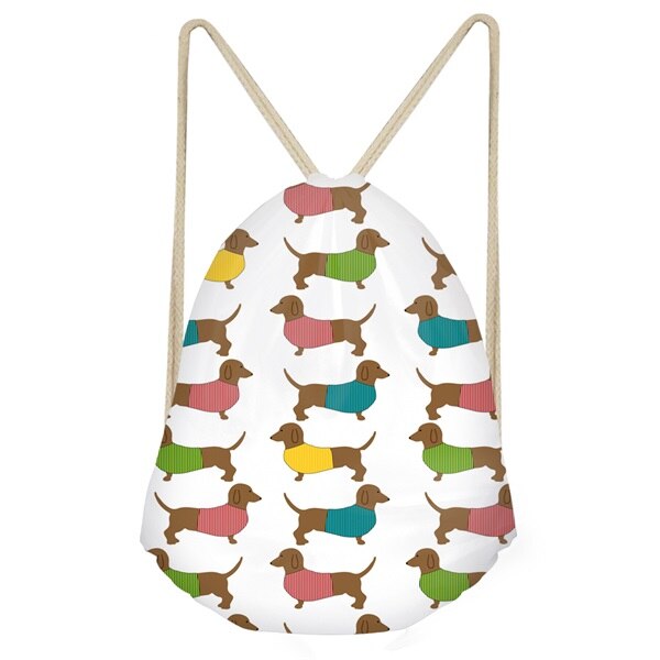 INSTANTARTS Drôle Chien Teckel Imprimé Cordons Sacs pour Adolescents Filles décontracté Softback Sac Sacs Grande Étudiants Sacs À Dos: 3