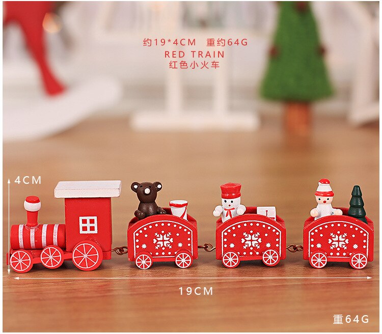 1 Set Kerst Trein Geschilderd Hout Kerst Decoratie voor Thuis Xmas kid speelgoed ornament jaar Cadeau