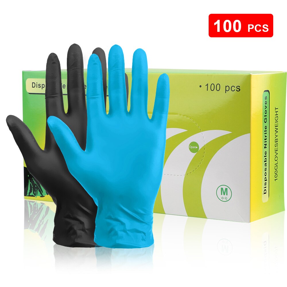 100 unid/set guantes de nitrilo desechables antideslizantes guantes de látex desechables impermeables espesar guantes de jardín/Cocina/lavavajillas