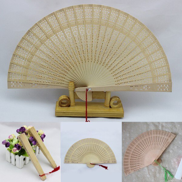 ♕S-Aromatische Hout Pocket Folding Handheld Fans Elegent Home Decor Party Favor