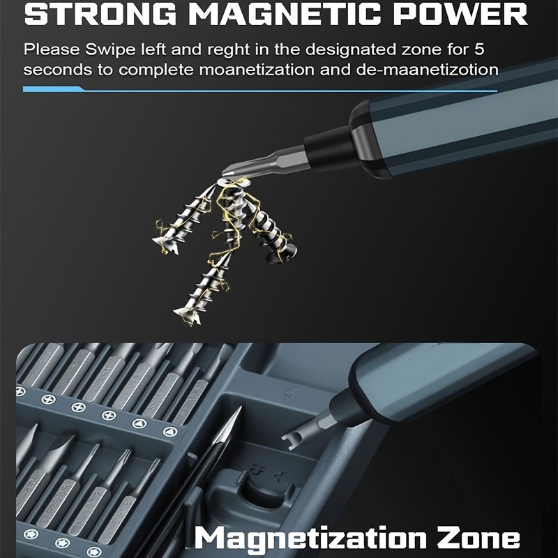 Mini elektrisk skruvmejselsats 68 in 1 sladdlös  s2 precision-bits 5 momentinställningslampor reparationsverktygssats för pc rc elektronisk