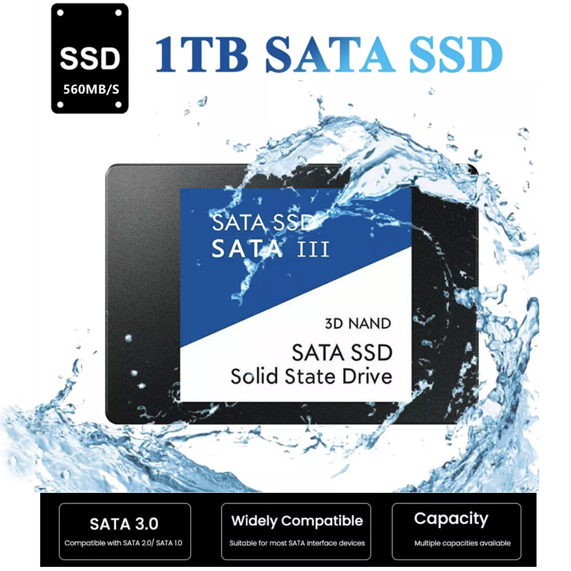 Original Azul 2 1TB TB SSD 2.5 &quot;SATA 3.0 Gb/s 6 Interno Solid State Disk 128GB 256GB 512GB 500 MB/S 3D NAND Para O Portátil Do Desktop