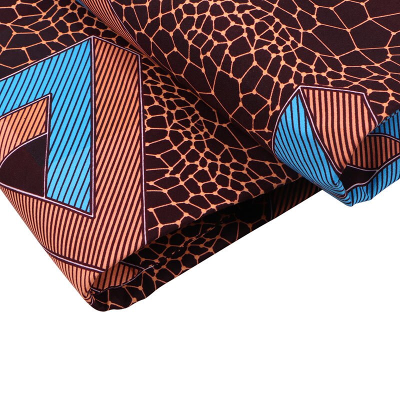 Pure Polyester African Ankara Wax Fabric Geometric Patterns Double Printed Ankara African Wax Fabric 6 Yards