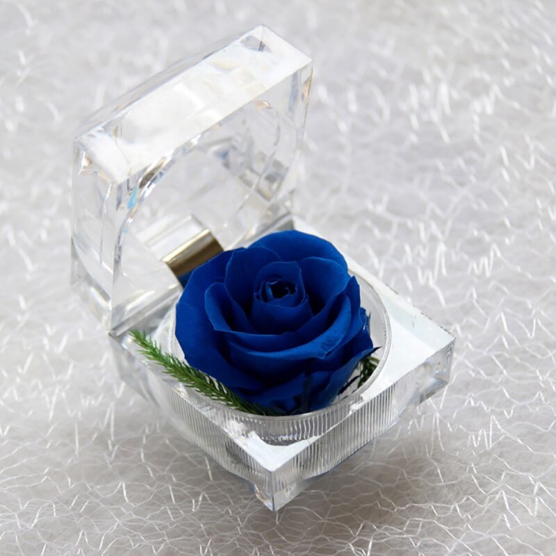 Romantisk rosenring æske blomst evig rose blomst bryllup foreslå forlovelse valentinsdag æske pakning smykkeetui: 2