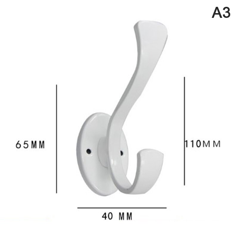 1pc Heavy Duty Coat Hooks Wall Mounted For Hat Hardware Dual Prong Retro Coat Hanger Black White Color: C