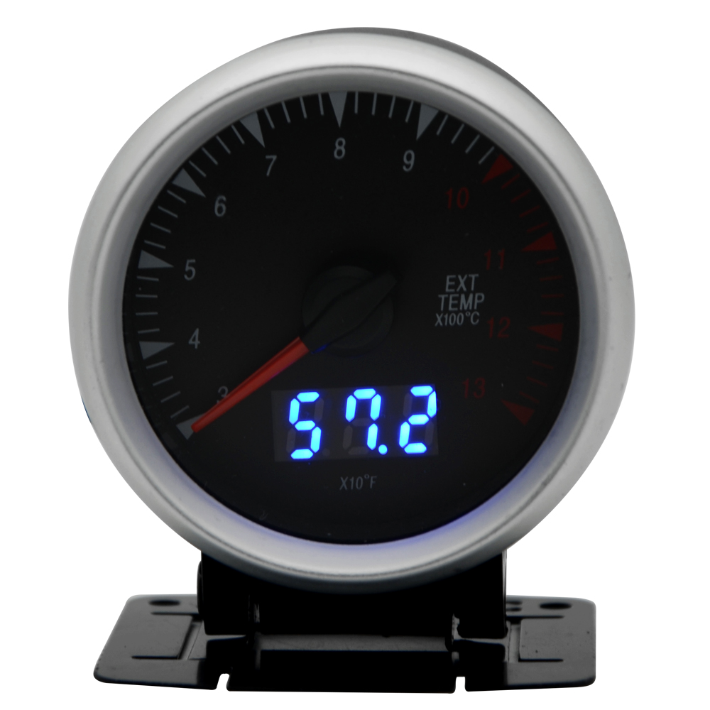 2.5 Inch 60mm Exhaust Gas Temp Gauge Dual Units Digital Analog Display Blue LED With Sensor