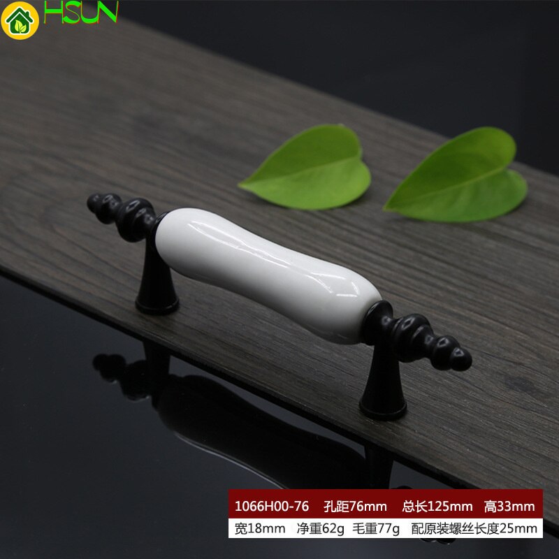 2 pcs Ceramic handle cupboard white drawer simple black and white European wardrobe single hole handle