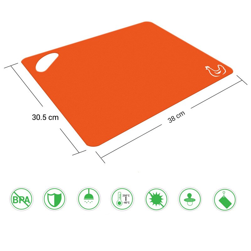 6 Pcs Flexible Plastic Cutting Board Mats Set Colored Kitchen Mats with Food Icons Easy Grip Handles E2S