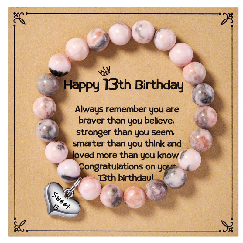 Alles Gute zum Geburtstag für 5-25 Jahre alte Mädchen, Geburtstag geflochtene Perlen Armbinde für ändern 5 bis 25 Tochter Enkelin Nichte: Bräunlich gelb