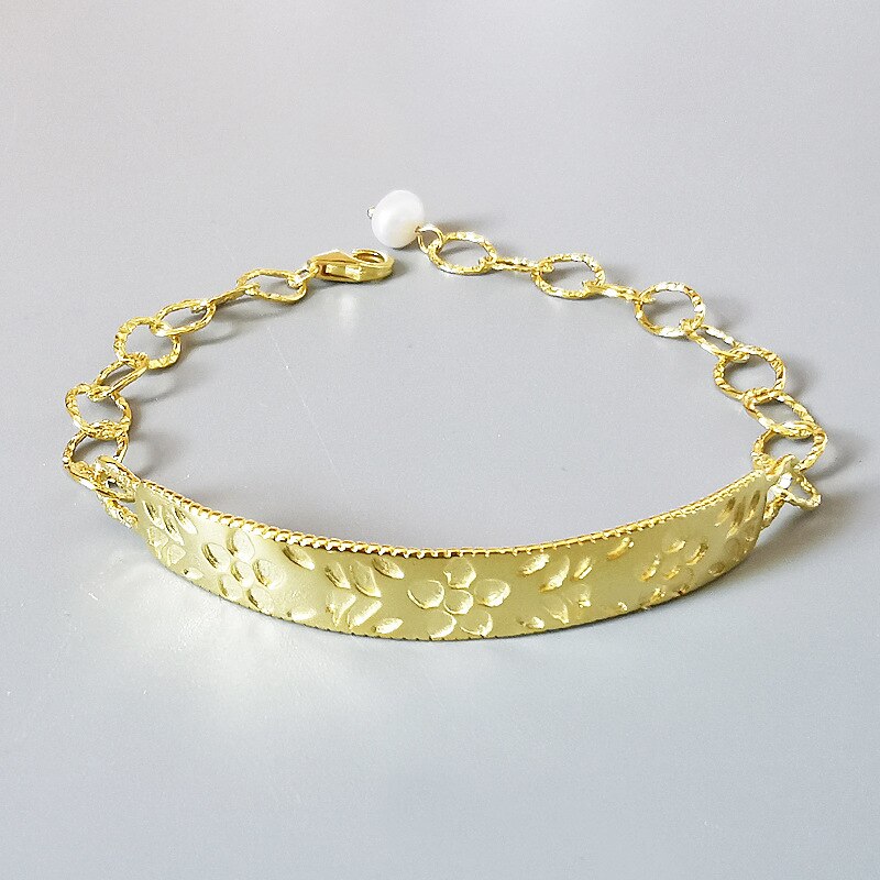 Louleur nyheter 925 sterling sølv armbånd barokk perle måke farge armbånd engelsk kort armbånd til kvinner fint smykker 19cm: Stil 4