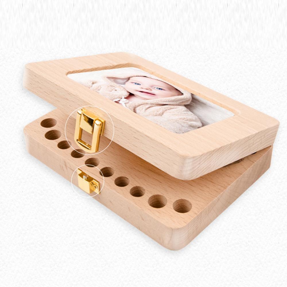 Wooden Photo Frame Fetal Hair Deciduous Tooth Box Organizer Milk Teeth Storage Umbilical Lanugo Save Collect Baby Souvenirs