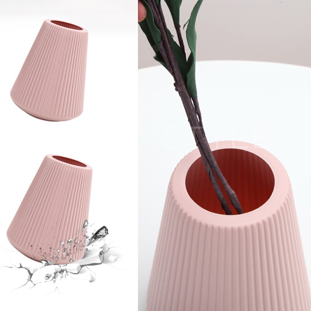 Florero de plástico para Decoración de casa jarrón de cerámica de imitación, cesta de flores de estilo nórdico