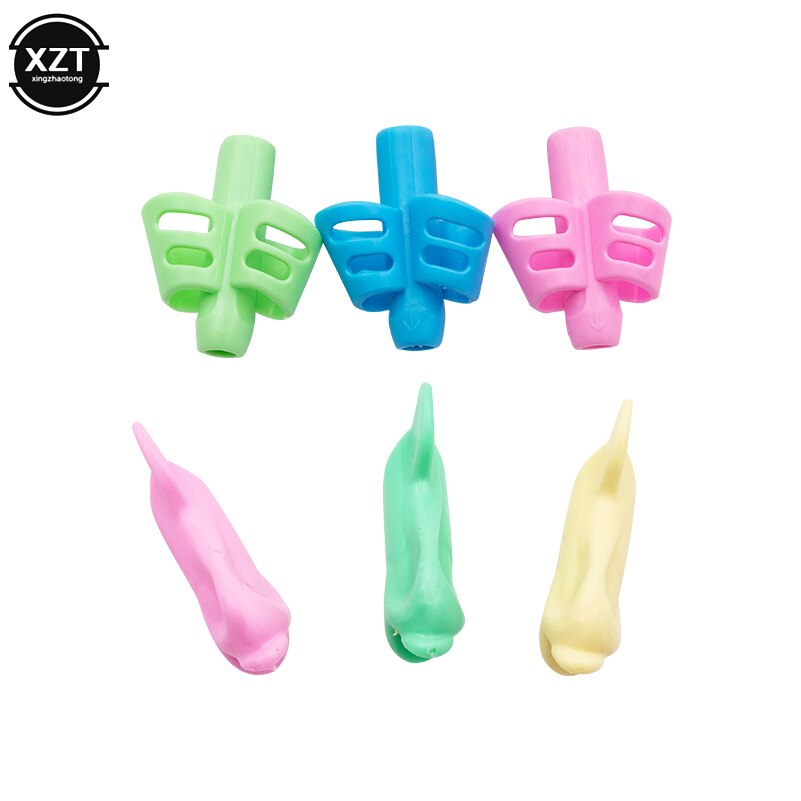 Porte-stylo à deux doigts Silicone bébé apprentissage outil d'écriture dispositif de Correction ensemble de crayons papeterie crayon tenant élémentaire: 6pcs